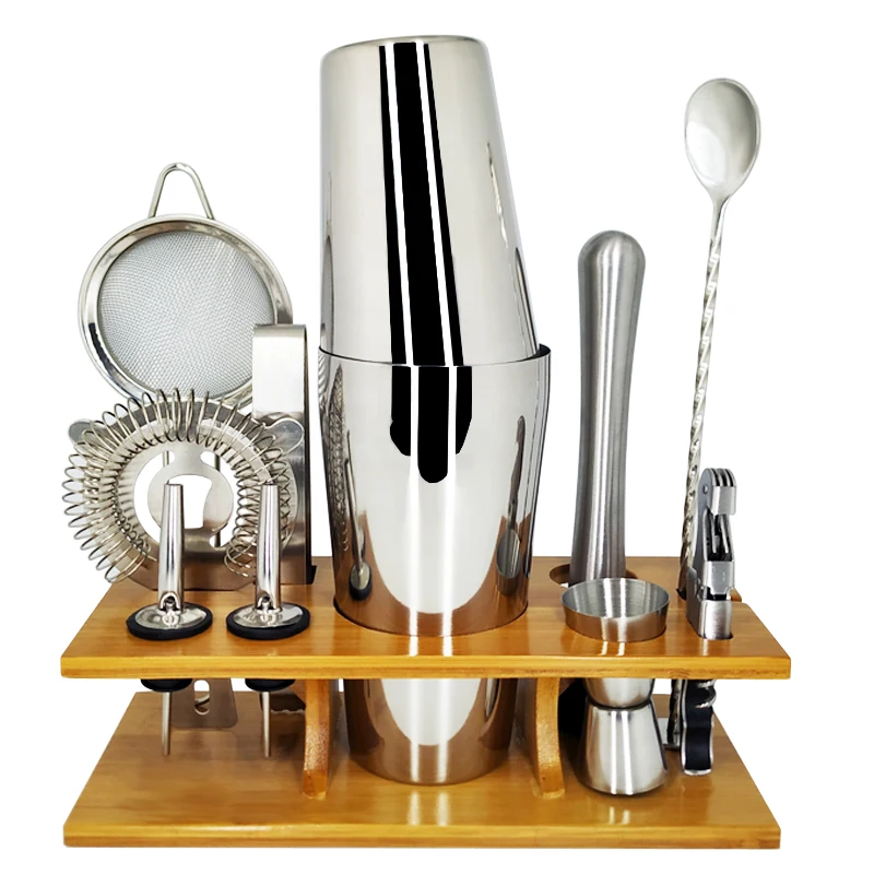 12 Piece Stainless Steel Bartender Set with Wooden Stand And Recipes Booklet Kitchen Accessories Cocktail Bar Tool Set
12 Piece Stainless Steel Bartender Set with Wooden Stand And Recipes Booklet Kitchen Accessories Cocktail Bar Tool Set