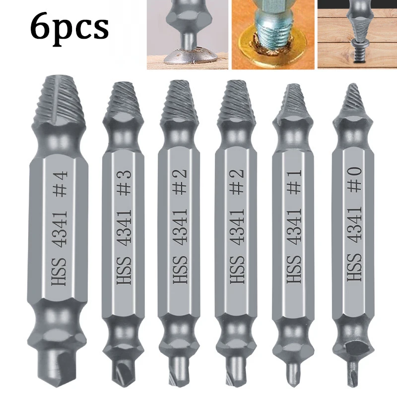 6pcs Damaged Screw Extractor Drill Bits Guide Set Broken Speed Out Easy out Bolt Stud Stripped Screw Remover Tools
6pcs Damaged Screw Extractor Drill Bits Guide Set Broken Speed Out Easy out Bolt Stud Stripped Screw Remover Tools