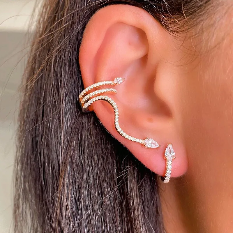 Retro Metal Snake-Shaped Ear Clip SetCreative Diamond-Studded Irregular Three-Dimensional Animal Earrings QW32
Retro Metal Snake-Shaped Ear Clip SetCreative Diamond-Studded Irregular Three-Dimensional Animal Earrings QW32