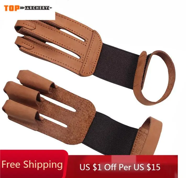 

Archery 3 Finger Guard Protective Glove with Cow Leather Finger Tab Protector for Recurve Longbow Hunting Shooting Training Game