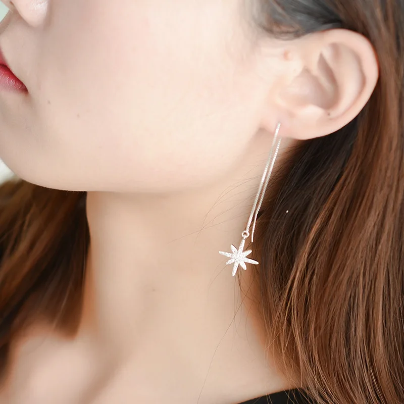 High Quality 925 Sterling Silver Crystal Earrings Long Style Silver Jewelry Women 2018 Gifts 
High Quality 925 Sterling Silver Crystal Earrings Long Style Silver Jewelry Women 2018 Gifts