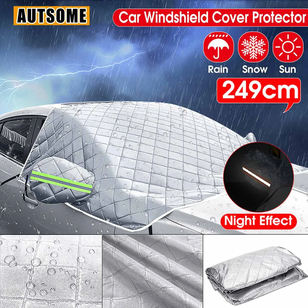 

Универсальный светоотражающий чехол на лобовое стекло автомобиля, утолщенный солнцезащитный козырек, защита от летнего солнца, дождя, пыли