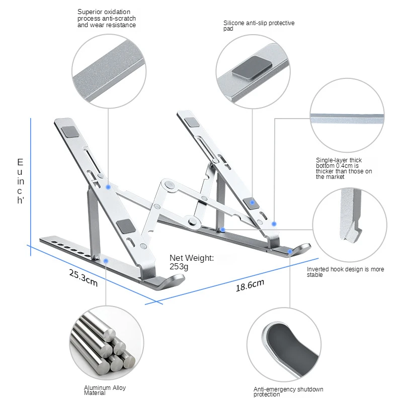 The new 7-speed adjustable laptop stand with excellent price and heat dissipation aluminum alloy stand for tablet laptop
The new 7-speed adjustable laptop stand with excellent price and heat dissipation aluminum alloy stand for tablet laptop