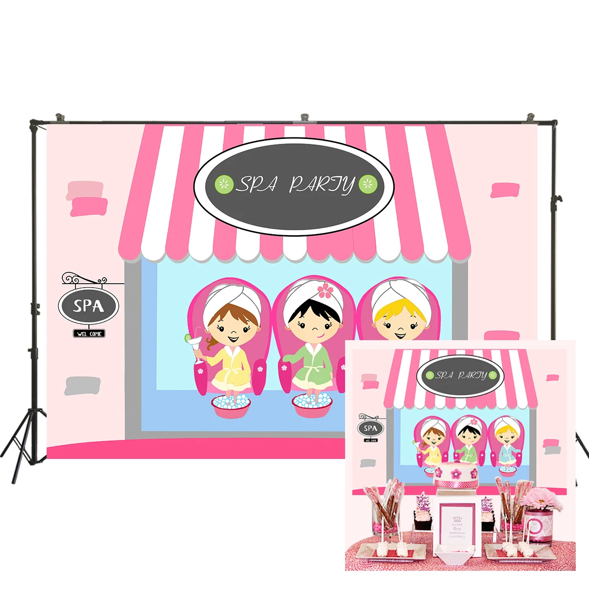 Girl Spa Party Backdrop Sweet Pink Princess Photographic Background Makeup Birthday Banner Decorations Portrait Studio Poster
Girl Spa Party Backdrop Sweet Pink Princess Photographic Background Makeup Birthday Banner Decorations Portrait Studio Poster