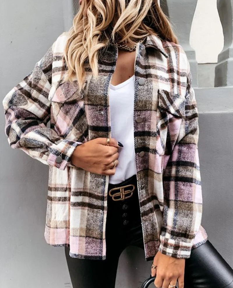 Vintage Plaid Women Blouse Winter Long Sleeve Casual Blazer Shirts Casual Loose Pocket Single Breasted Patchwork Female Top
Vintage Plaid Women Blouse Winter Long Sleeve Casual Blazer Shirts Casual Loose Pocket Single Breasted Patchwork Female Top