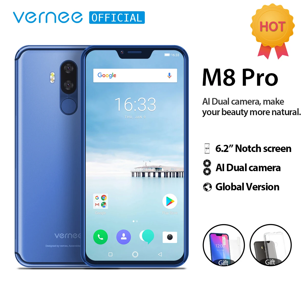 Vernee M8 Pro 6 2 ''notch Экран смартфон ГБ 64 Android 8 1 Octa core телефон 4100 мАч двойная камера AI
