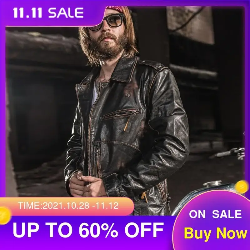 2021 Vintage Brown Men's Biker Leather Jacket Diagonal Zipper Plus Size 6XL Genuine Cowhide Slim Fit American Motorcycle Coat
2021 Vintage Brown Men's Biker Leather Jacket Diagonal Zipper Plus Size 6XL Genuine Cowhide Slim Fit American Motorcycle Coat