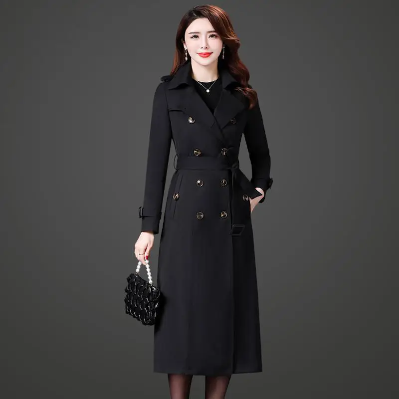 Women Spring Trench Coat Waterproof Raincoat Black Double Breasted England Lady Office Long Coat Belt Female Elegant Outerwear
Women Spring Trench Coat Waterproof Raincoat Black Double Breasted England Lady Office Long Coat Belt Female Elegant Outerwear
