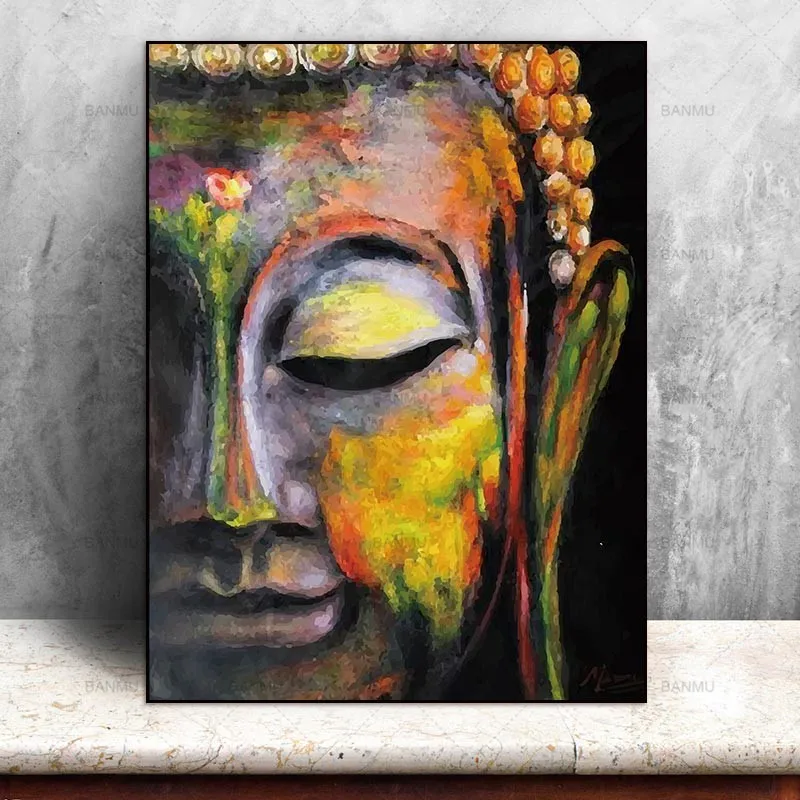 

Wall Art Pictures Canvas Painting Vivid Buddha Face on Canvas Home Decor Wall Poster Decoration for Living Room Prints