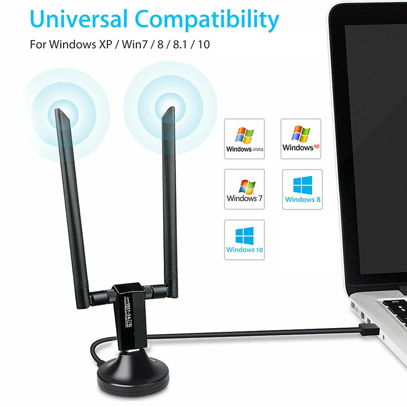 1200Mbps WiFi Adapter Antennas Wireless Long Range Dual Band 2.4G/5.8G USB 3.0 JHP-Best
1200Mbps WiFi Adapter Antennas Wireless Long Range Dual Band 2.4G/5.8G USB 3.0 JHP-Best