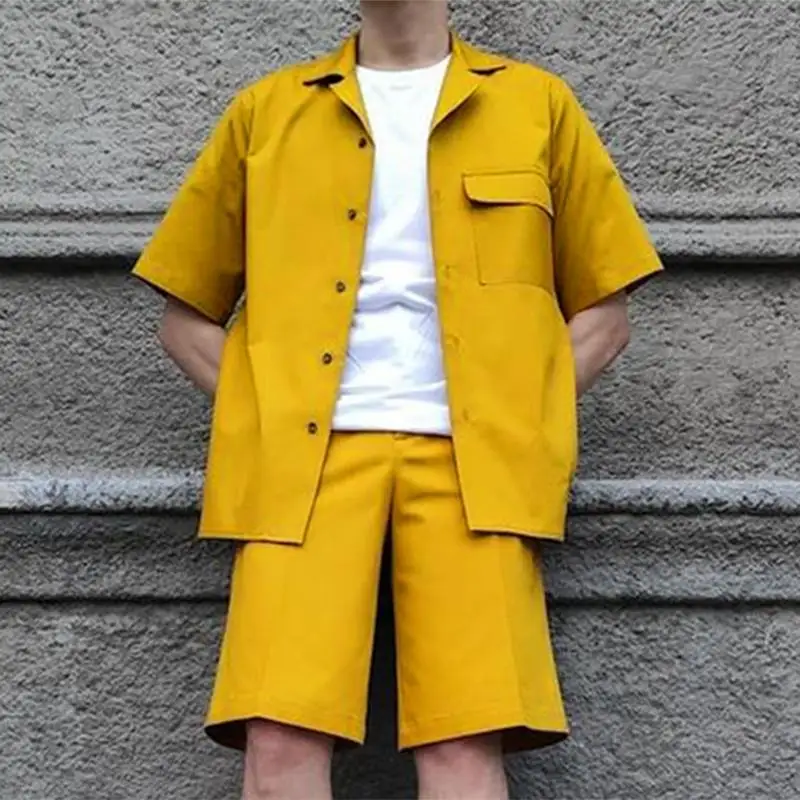 Fashion Men Casual Sets Solid Color Streetwear Lapel Short Sleeve Shirt & Shorts 2021 Leisure Men Suits Two Pieces Sets INCERUN
Fashion Men Casual Sets Solid Color Streetwear Lapel Short Sleeve Shirt & Shorts 2021 Leisure Men Suits Two Pieces Sets INCERUN