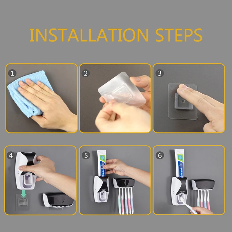 Dust-proof Toothbrush Holder Squeezer Automatic Toothpaste Dispenser Wall Mount Wall Mount Storage Rack Bathroom Accessories Set
Dust-proof Toothbrush Holder Squeezer Automatic Toothpaste Dispenser Wall Mount Wall Mount Storage Rack Bathroom Accessories Set