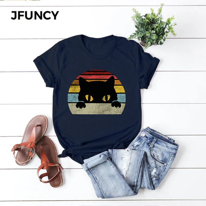 JFUNCY 100% хлопчатобумажная женская футболка с милым принтом в виде черного кота женская футболка, топ для тренировок для женщин размера плюс с ...
JFUNCY 100% хлопчатобумажная женская футболка с милым принтом в виде черного кота женская футболка, топ для тренировок для женщин размера плюс с ...