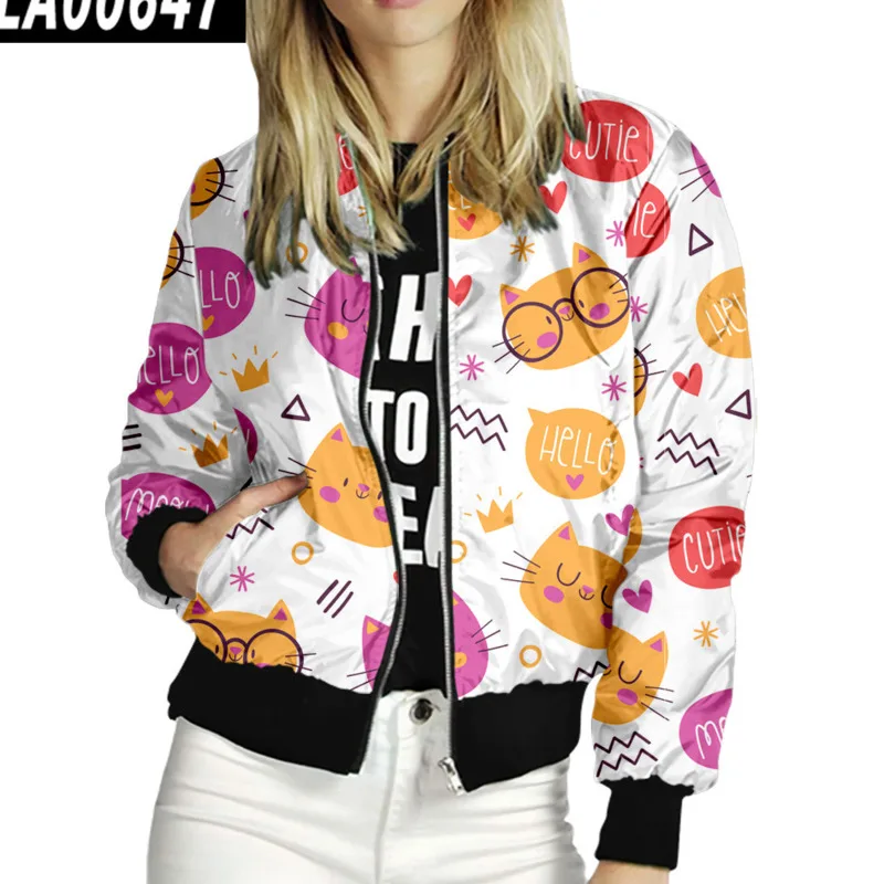 Women Sportwear Baseball Clothing 2021 Stylish Cartoon Cat Digital Print Zipper Jacket Casual Slim Outwear Coat
Women Sportwear Baseball Clothing 2021 Stylish Cartoon Cat Digital Print Zipper Jacket Casual Slim Outwear Coat