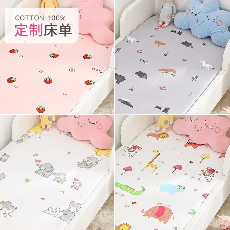 

130cm*70cm 100% Cotton Crib Fitted Sheets Soft Baby Bed Mattress Covers Printed Newborn Infant Bedding Set Kids Mini Cot Sheet