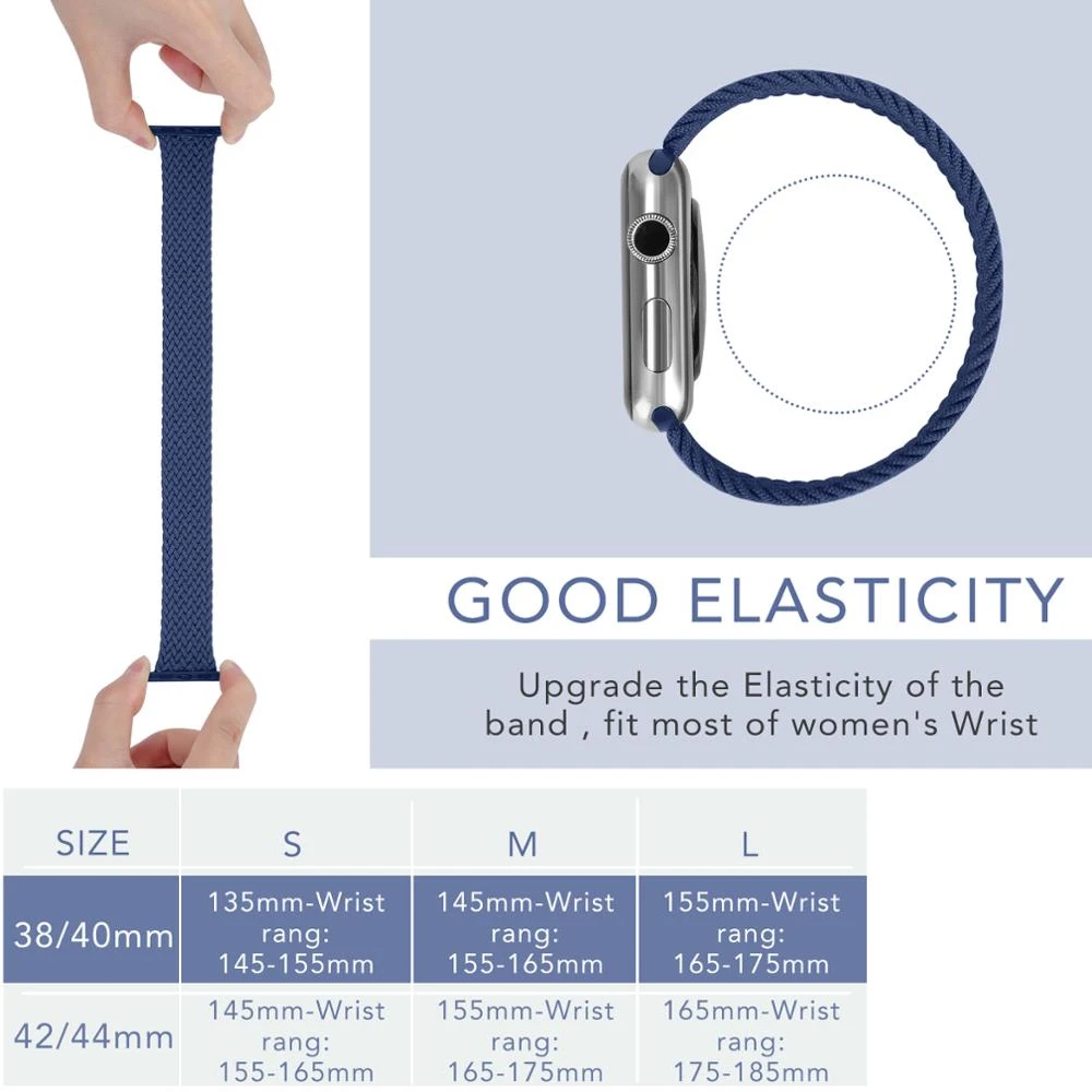 Braided Solo Loop Nylon fabric Strap For Apple Watch band 44mm 40mm 38mm 42mm Elastic Bracelet for iWatch Series 6 SE 5 4 3 Band