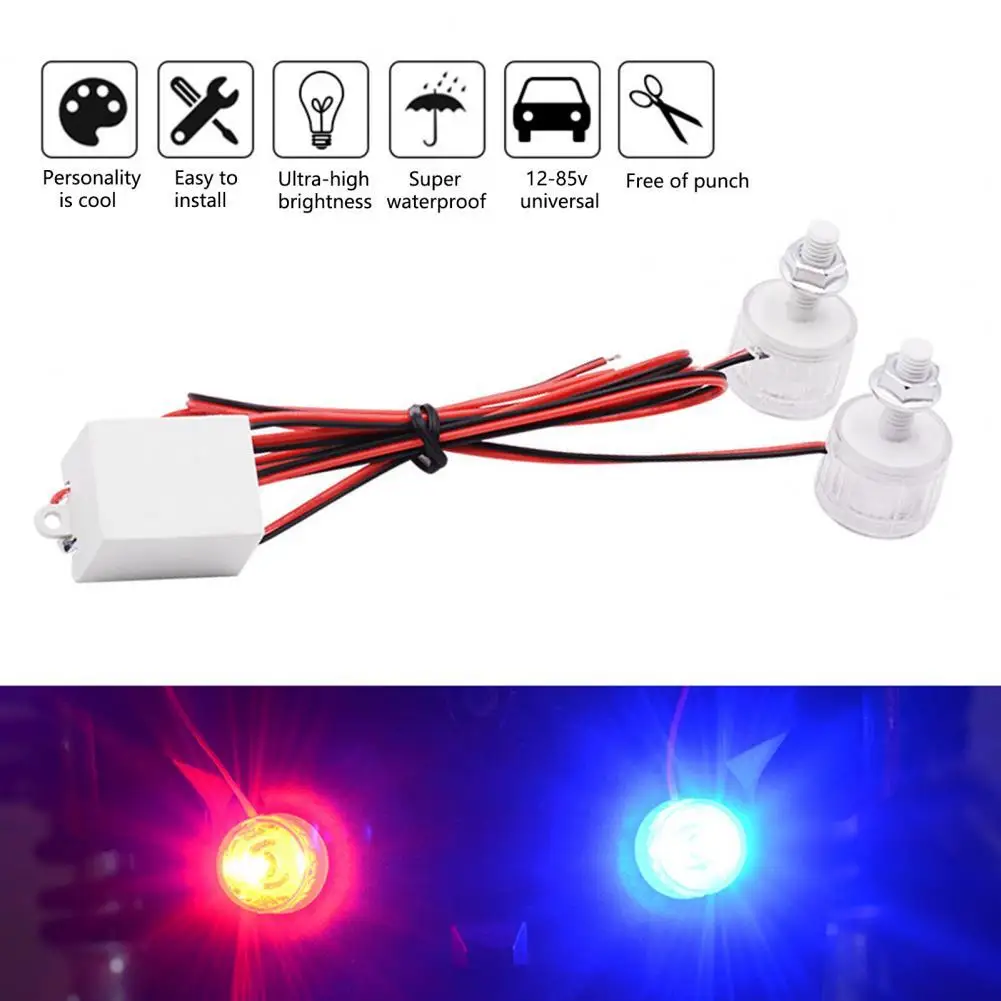 2Pcs 12V-85V Brake Tail Lights Flashing Red Blue Lights Bright Rear Brake Lamps for Motorbikes 
2Pcs 12V-85V Brake Tail Lights Flashing Red Blue Lights Bright Rear Brake Lamps for Motorbikes