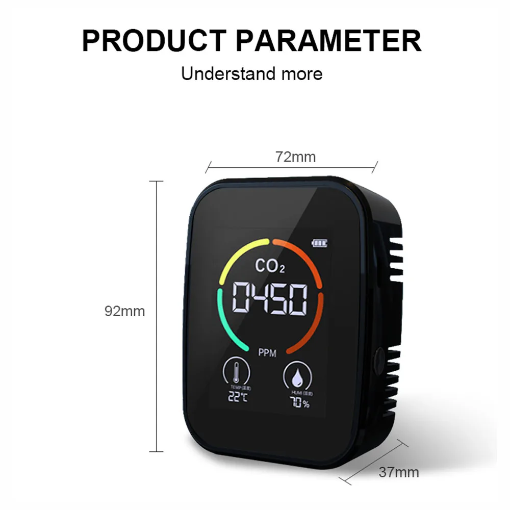 Multifunctional 5in1 CO2 Meter Digital Temperature Humidity Tester Air Quality Monitor Carbon Dioxide TVOC HCHO Detector
Multifunctional 5in1 CO2 Meter Digital Temperature Humidity Tester Air Quality Monitor Carbon Dioxide TVOC HCHO Detector