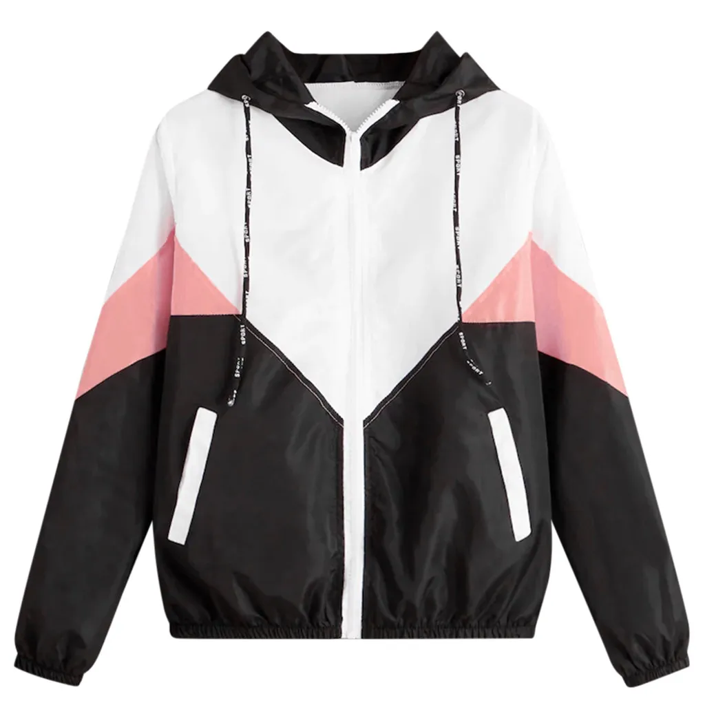 Thin Sport Coat Sleeve Patchwork Zipper Women Hooded Casual Long Skinsuits Women's Coat Jacket
Thin Sport Coat Sleeve Patchwork Zipper Women Hooded Casual Long Skinsuits Women's Coat Jacket