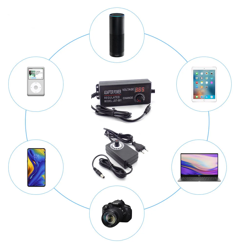 Adjustable AC 100-220V to DC 3V 9V 12V 24V 2A 2000ma 3A 5A Universal Power Supply Adapter for CCTV Camera Led Strip Light U26
Adjustable AC 100-220V to DC 3V 9V 12V 24V 2A 2000ma 3A 5A Universal Power Supply Adapter for CCTV Camera Led Strip Light U26