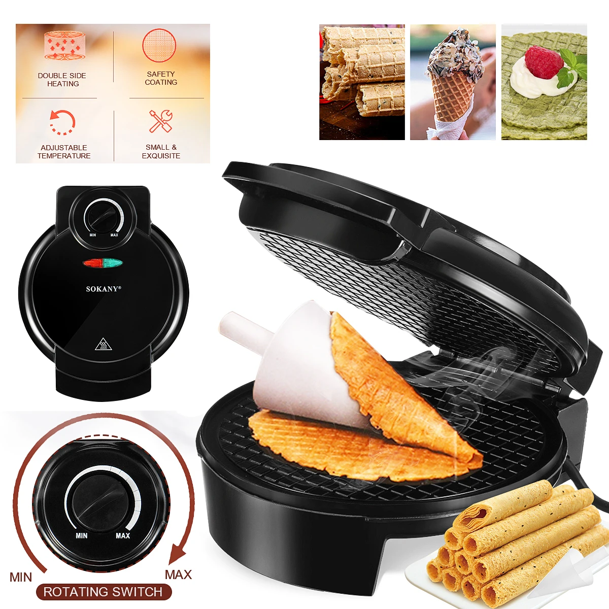Electric Eggs Roll Maker LED Crispy Omelet Non-Stick Baking Pan Waffles DIY Ice Cream Machine Automatic Temperature Control
Electric Eggs Roll Maker LED Crispy Omelet Non-Stick Baking Pan Waffles DIY Ice Cream Machine Automatic Temperature Control