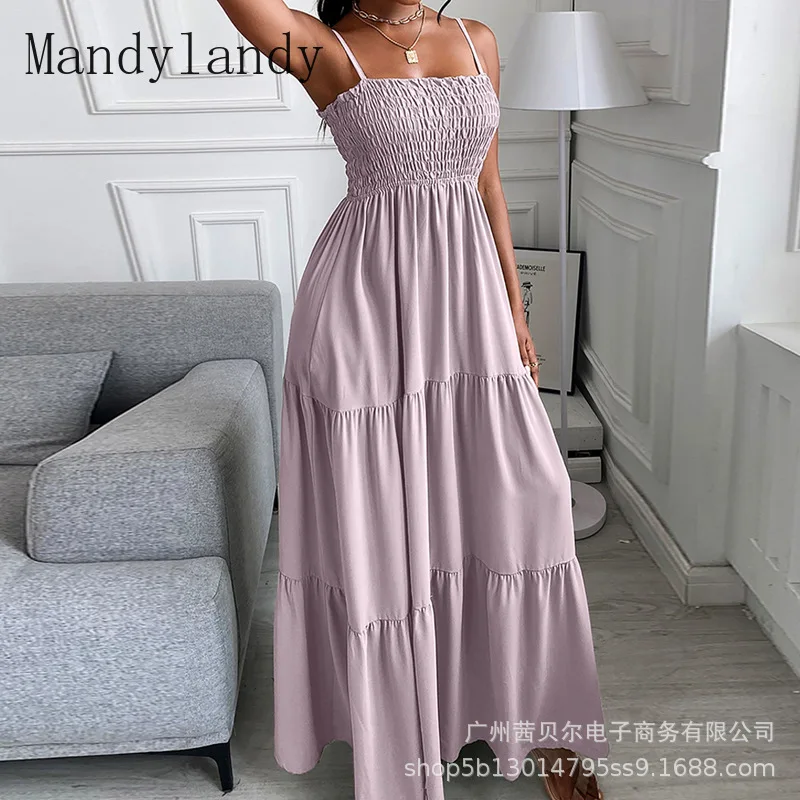 Mandylandy Dress Summer Solid Color Printing Backless Spaghetti Strap Strapless Dress Women's Pleated Slim Fit Patchwork Dress
Mandylandy Dress Summer Solid Color Printing Backless Spaghetti Strap Strapless Dress Women's Pleated Slim Fit Patchwork Dress
