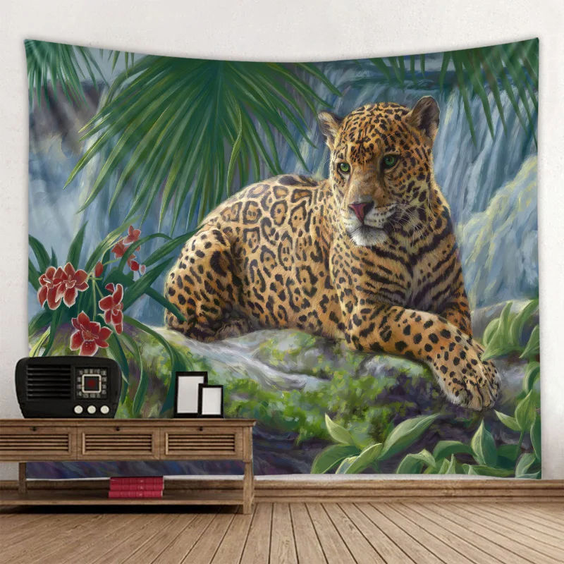 Таинственные джунгли гобелен с животными героями лев тигр леопард Шелковый