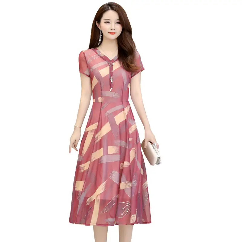 New Women Spring Summer Style Dress Women's V-Neck Chiffon Short Sleeve Spring Flowers Temperament Ladies Dress 2020 SS3075
New Women Spring Summer Style Dress Women's V-Neck Chiffon Short Sleeve Spring Flowers Temperament Ladies Dress 2020 SS3075