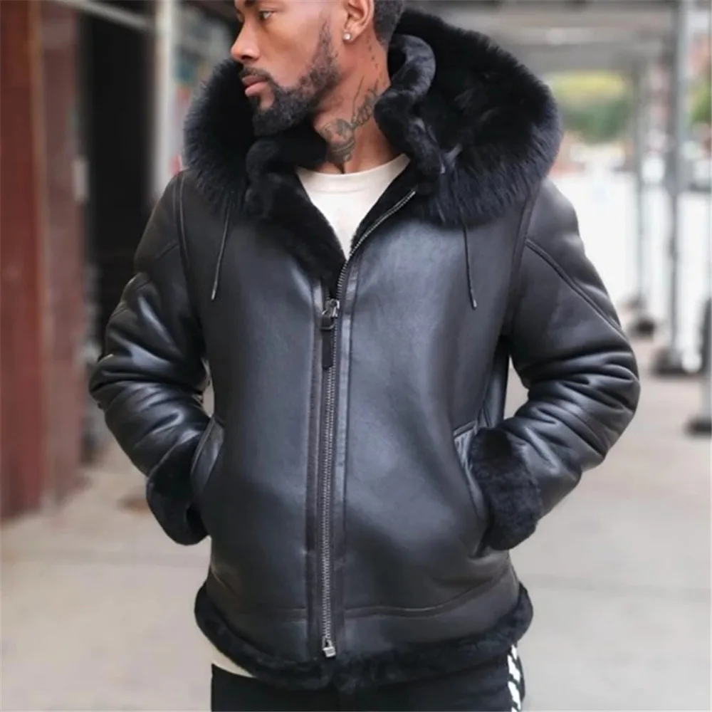Black Men's Winter Jacket Leather Fur Collar Hooded Plus Velvet Thicken Warm Zipper Pocket Loose Male Coat 2021 Jackets For Men
Black Men's Winter Jacket Leather Fur Collar Hooded Plus Velvet Thicken Warm Zipper Pocket Loose Male Coat 2021 Jackets For Men