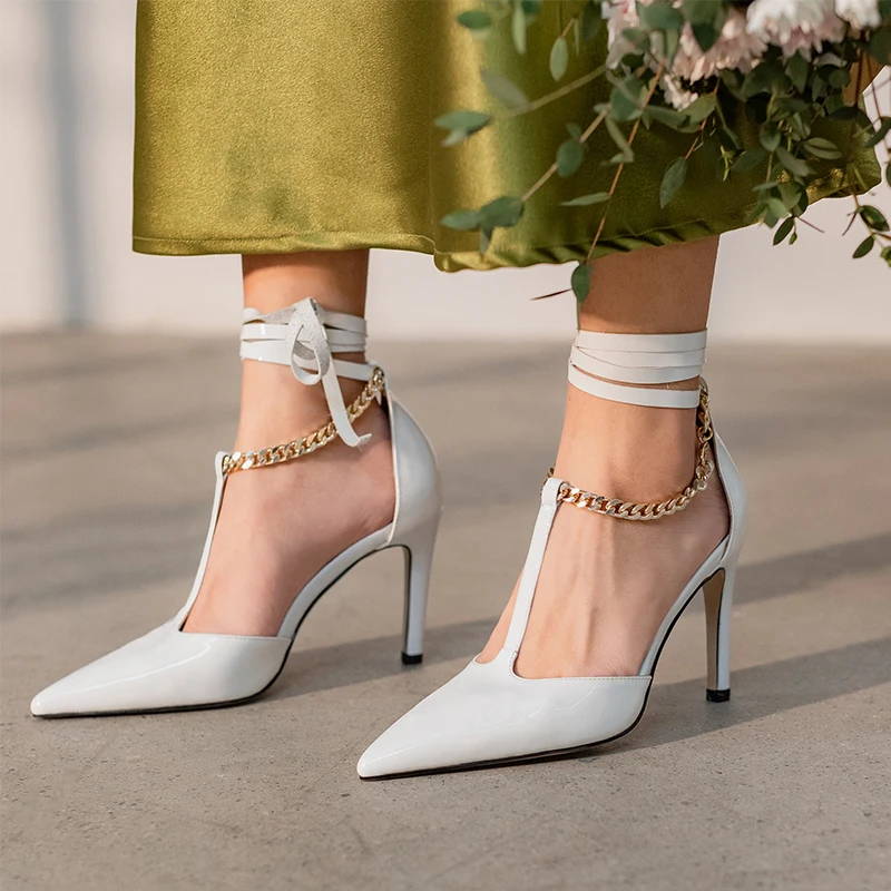New Sexy Women Pumps Genuine Leather Thin High Heels Pointed Toe Rome Style Lace Up Black White Dress Party Wedding Shoes 34-41
New Sexy Women Pumps Genuine Leather Thin High Heels Pointed Toe Rome Style Lace Up Black White Dress Party Wedding Shoes 34-41