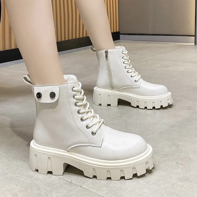 2022 Autumn Fashion Platform Lace Up Punk Ankle Boot for Women Soft Round Head Comfortable Side Zipper Martin Goth Heels
2022 Autumn Fashion Platform Lace Up Punk Ankle Boot for Women Soft Round Head Comfortable Side Zipper Martin Goth Heels