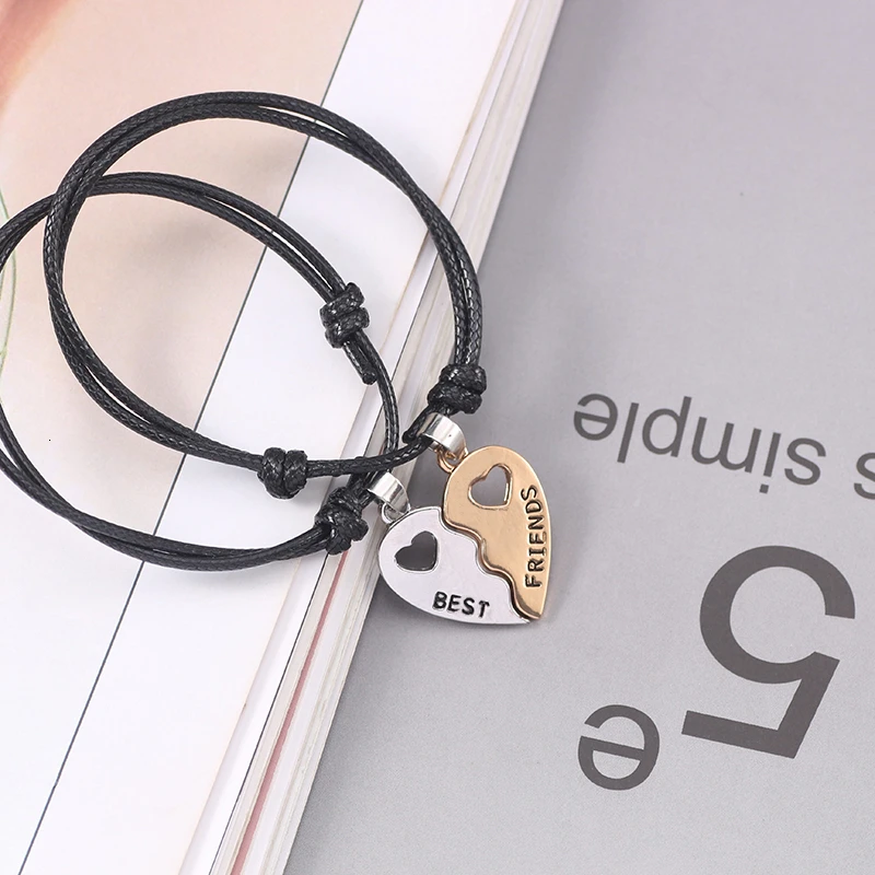 Fashion Ladies BFF Bracelet Best Friend Leather Bracelet Heart Shape Pendant Adjustable Metal Bracelet Charm Jewelry Gift Hot
Fashion Ladies BFF Bracelet Best Friend Leather Bracelet Heart Shape Pendant Adjustable Metal Bracelet Charm Jewelry Gift Hot