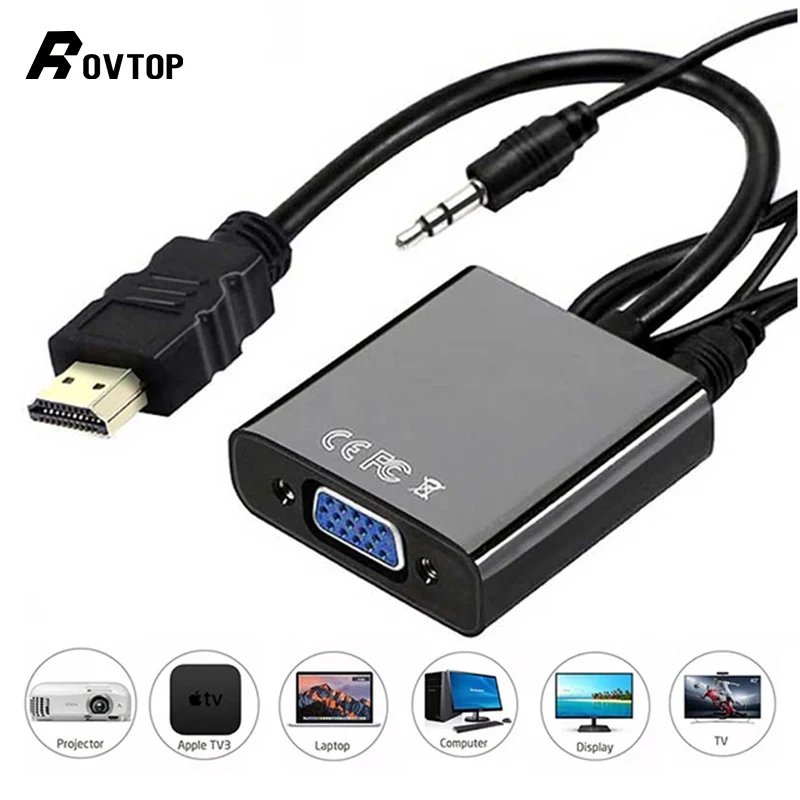 Адаптер Rovtop HDMI совместимый с VGA переходник папа в мама адаптер 1080P цифро