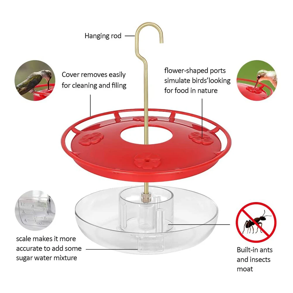 Hanging Bird Feeder with Copper Hook 4 Ports 14oz Round Hummingbird Feeder for Outdoor Garden Yard Decoration
Hanging Bird Feeder with Copper Hook 4 Ports 14oz Round Hummingbird Feeder for Outdoor Garden Yard Decoration
