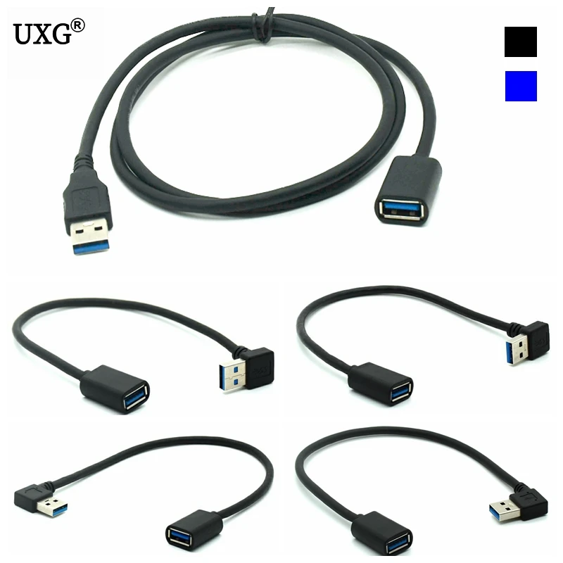 

Кабель-удлинитель USB 3,0 штекер-гнездо кабель синхронизации данных 90 градусов для смарт-ТВ PS4 Xbox SSD мыши USB удлинитель шнур передачи данных