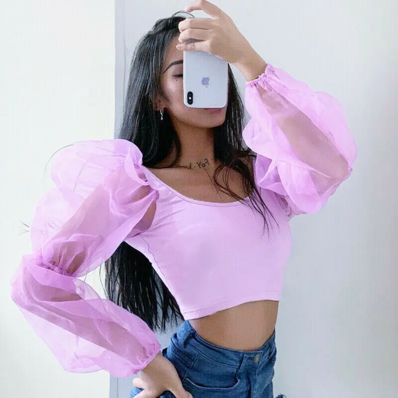 Sexy Mesh See Through Perspective Long Sleeve Crop Tops 2020 Autumn Women Backless Patchwork Slim U-Neck T-Shirt
Sexy Mesh See Through Perspective Long Sleeve Crop Tops 2020 Autumn Women Backless Patchwork Slim U-Neck T-Shirt
