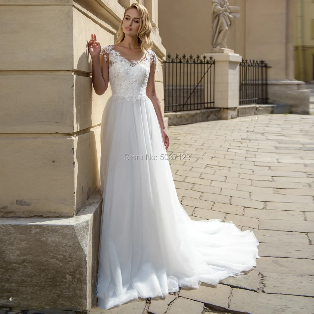 White A Line Cap Sleeves Wedding Dresses Sleeveless Button Illusion Sweep Train Wedding Bridal Gowns Vestido de noiva 2020 Cheap
White A Line Cap Sleeves Wedding Dresses Sleeveless Button Illusion Sweep Train Wedding Bridal Gowns Vestido de noiva 2020 Cheap
