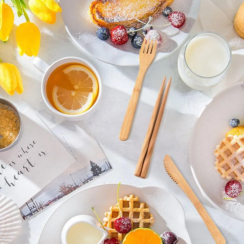 2sets Bamboo Cutlery Set Travel Utensils Biodegradable Wooden Dinnerware Outdoor Portable Flatware Bamboo Tableware Set
2sets Bamboo Cutlery Set Travel Utensils Biodegradable Wooden Dinnerware Outdoor Portable Flatware Bamboo Tableware Set