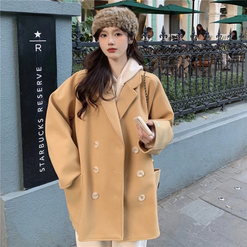 Simplicity Comfortable Suit Woolen Jacket Women's 2021 New Fall Korean Loose Double breasted Woolen coat Female Outerwear s1126
Simplicity Comfortable Suit Woolen Jacket Women's 2021 New Fall Korean Loose Double breasted Woolen coat Female Outerwear s1126