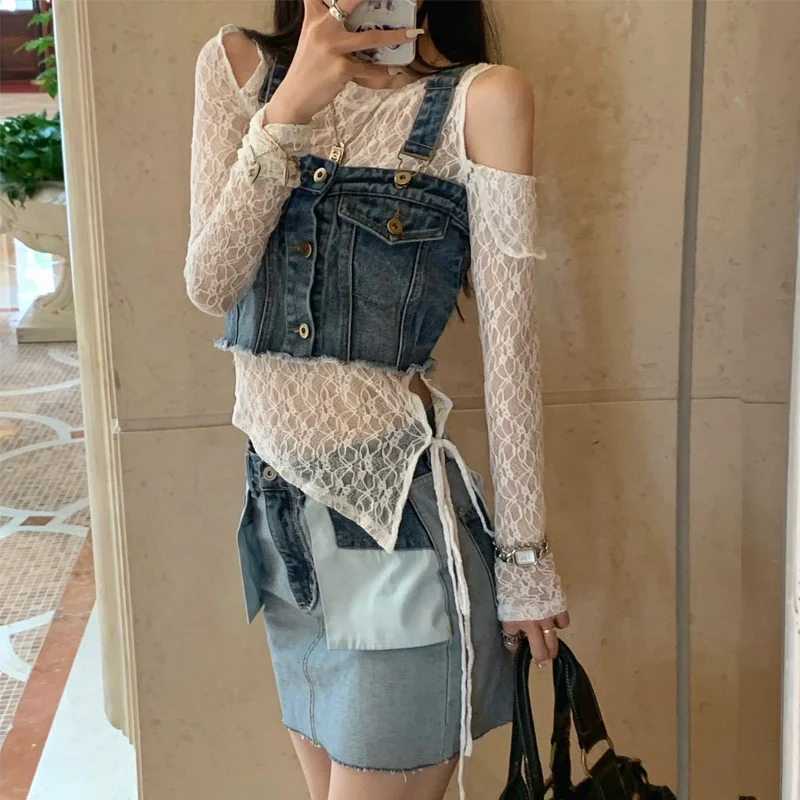 2021 spring summer sexy pure shoulder strap lace bottomed top T-shirt fairy women's wear
2021 spring summer sexy pure shoulder strap lace bottomed top T-shirt fairy women's wear