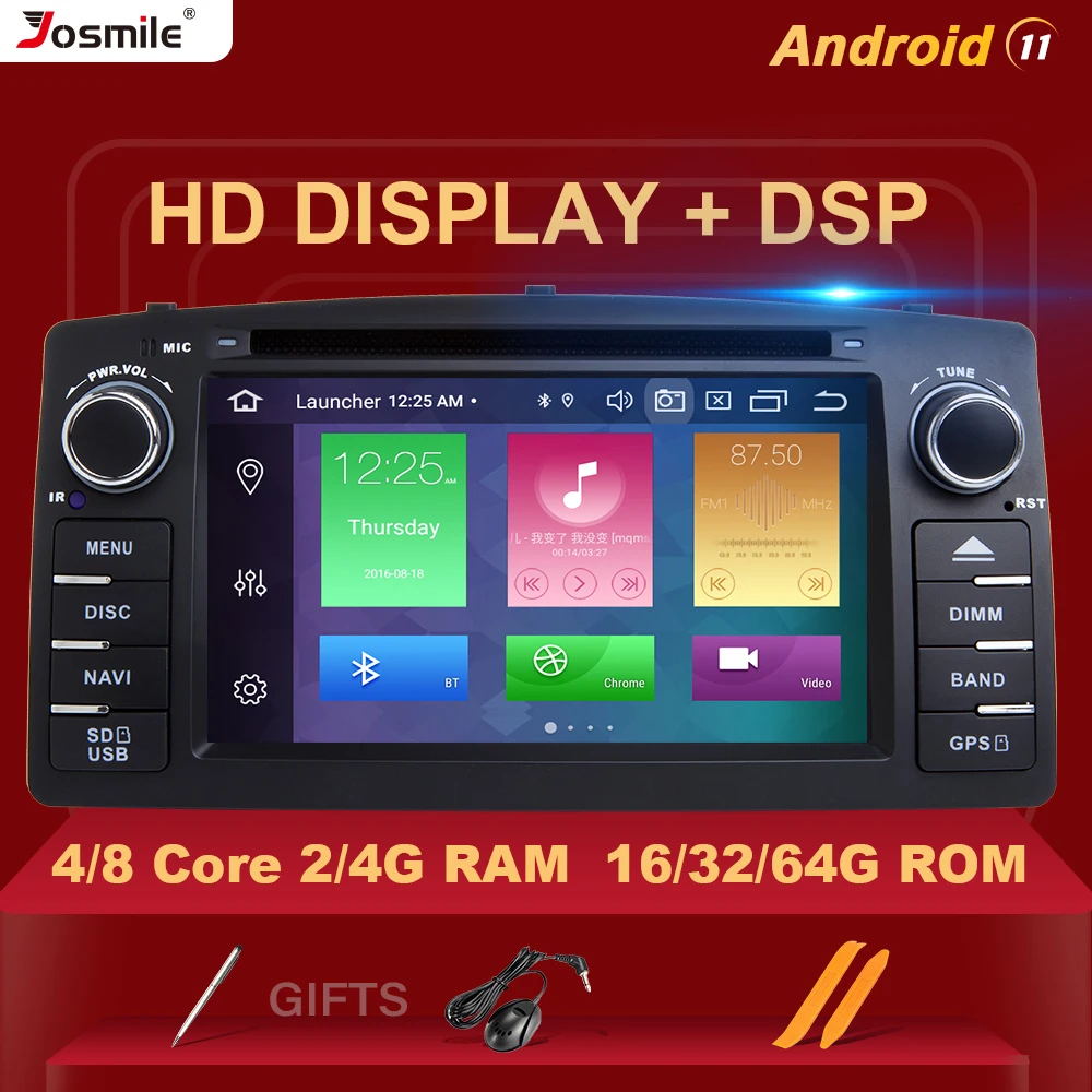Автомобильный DVD-плеер DSP 4 Гб 64 2 din Android 11 для Toyota Corolla E120 BYD F3 Din мультимедийный