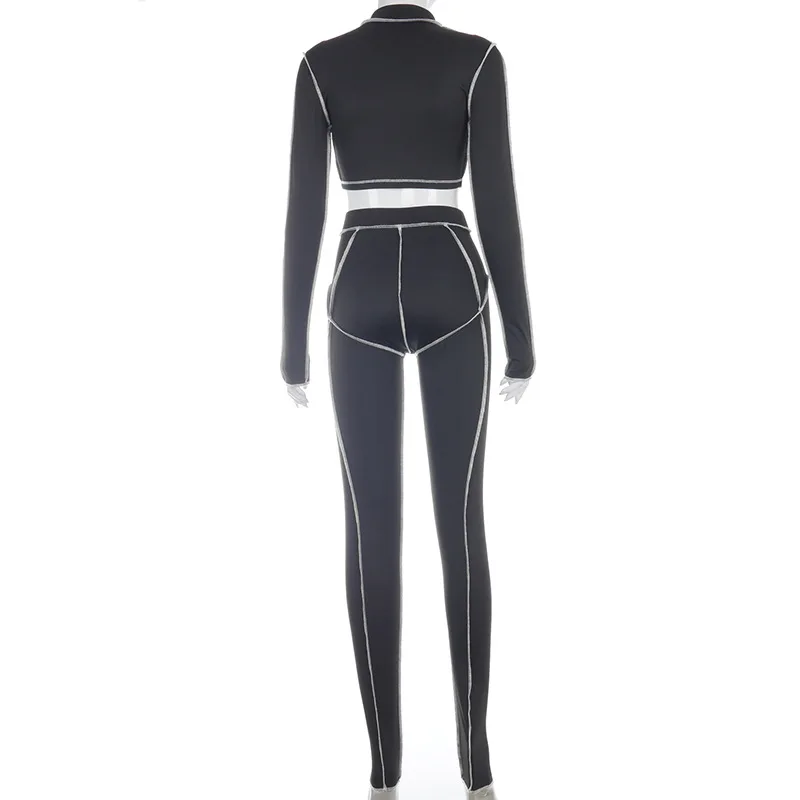 Sexy Cut Out Club 2 Piece Sets Hollow Out Patchwork Zipper Crop Top + Bodycon Leggings Long Sleeve Outfits Women Party Wear
Sexy Cut Out Club 2 Piece Sets Hollow Out Patchwork Zipper Crop Top + Bodycon Leggings Long Sleeve Outfits Women Party Wear