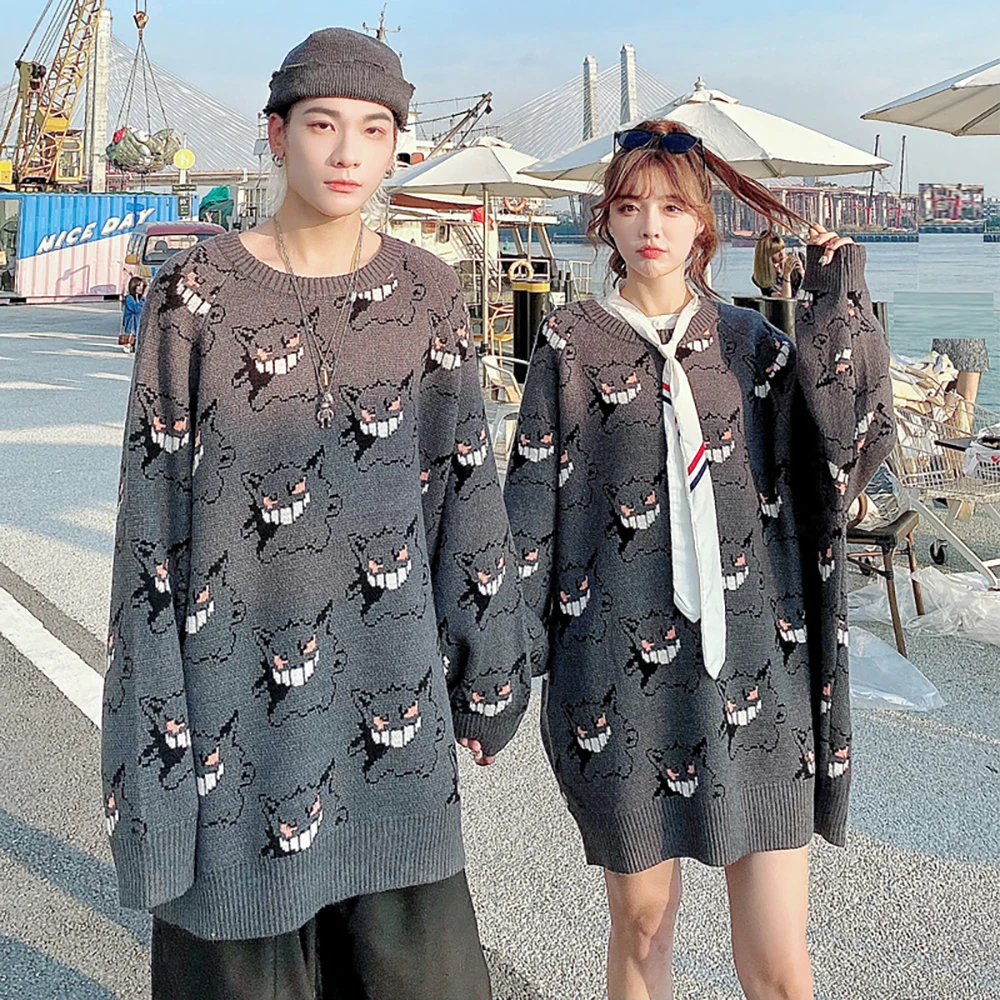 Autumn Winter New Round Neck Pullover Long Sleeve Little Monster Jacquard Loose Lazy Couple Men's And Women's Sweater
Autumn Winter New Round Neck Pullover Long Sleeve Little Monster Jacquard Loose Lazy Couple Men's And Women's Sweater