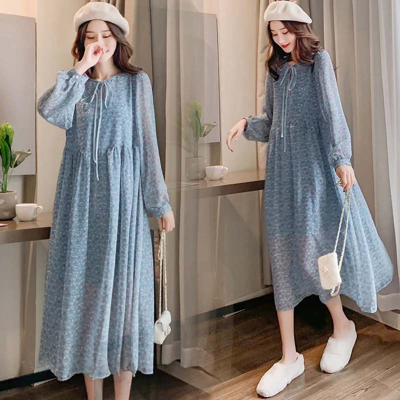 Pregnant Women Chiffon Dress Spring Autumn Fashion Elegant Long Sleeve Maternity Floral Printing Dress Pregnancy Cothes
Pregnant Women Chiffon Dress Spring Autumn Fashion Elegant Long Sleeve Maternity Floral Printing Dress Pregnancy Cothes