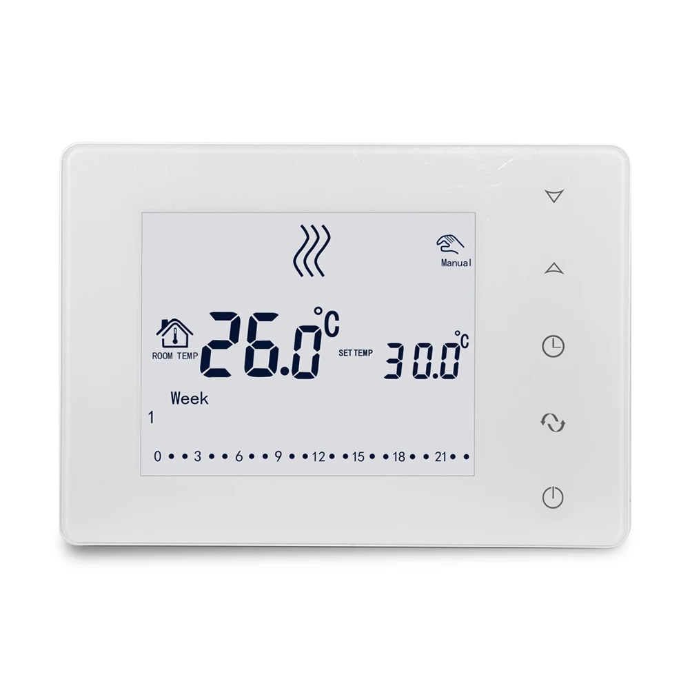 HY05BW Intelligent Thermostat LCD Touched Screen Intelligent Thermostat Wall-hung Boiler Thermostat Home Temperature Controller
HY05BW Intelligent Thermostat LCD Touched Screen Intelligent Thermostat Wall-hung Boiler Thermostat Home Temperature Controller