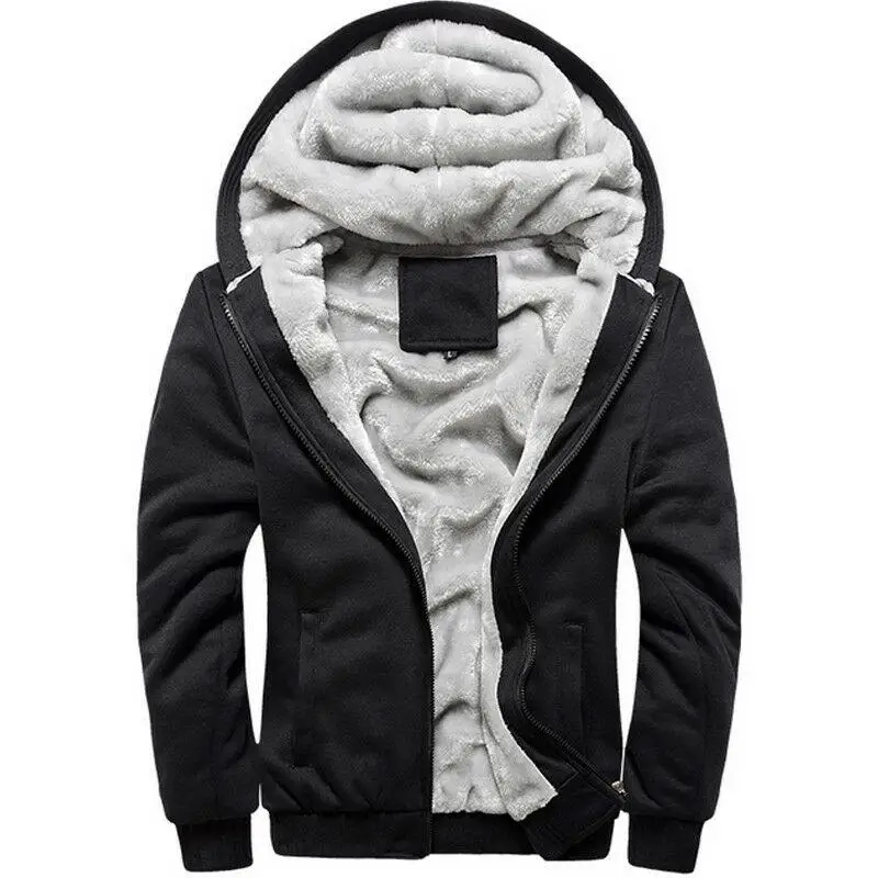 Men's Jackets Casual Plain Zip Up Hooded Coat Winter Fleece Lined Thick Warm Outerwear Jacket Men Pockets Fashion Coats
Men's Jackets Casual Plain Zip Up Hooded Coat Winter Fleece Lined Thick Warm Outerwear Jacket Men Pockets Fashion Coats
