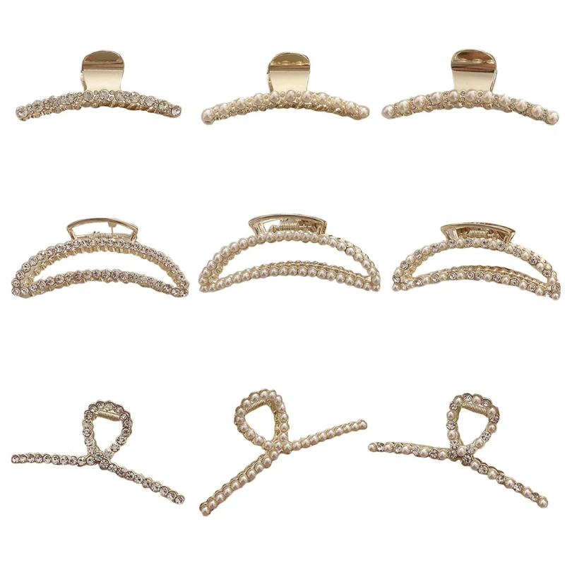 Shiny Metal Hair Claw Clip Faux Pearl Rhinestone Jaw Clamp Geometric Barrette X7XE
Shiny Metal Hair Claw Clip Faux Pearl Rhinestone Jaw Clamp Geometric Barrette X7XE