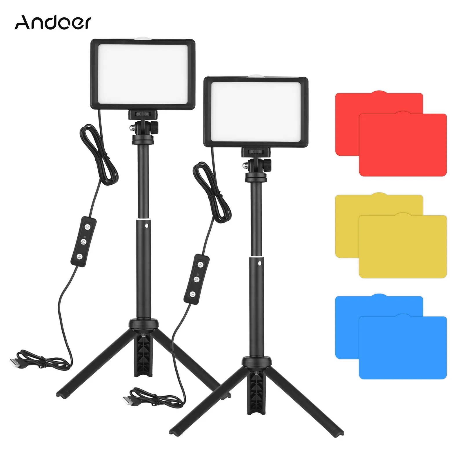 Andoer USB Video Conference Lighting Kit with 2 * LED Video Lights 5600K Dimmable + 2 * Desktop Tripods + 2 Mounting Adapter
Andoer USB Video Conference Lighting Kit with 2 * LED Video Lights 5600K Dimmable + 2 * Desktop Tripods + 2 Mounting Adapter