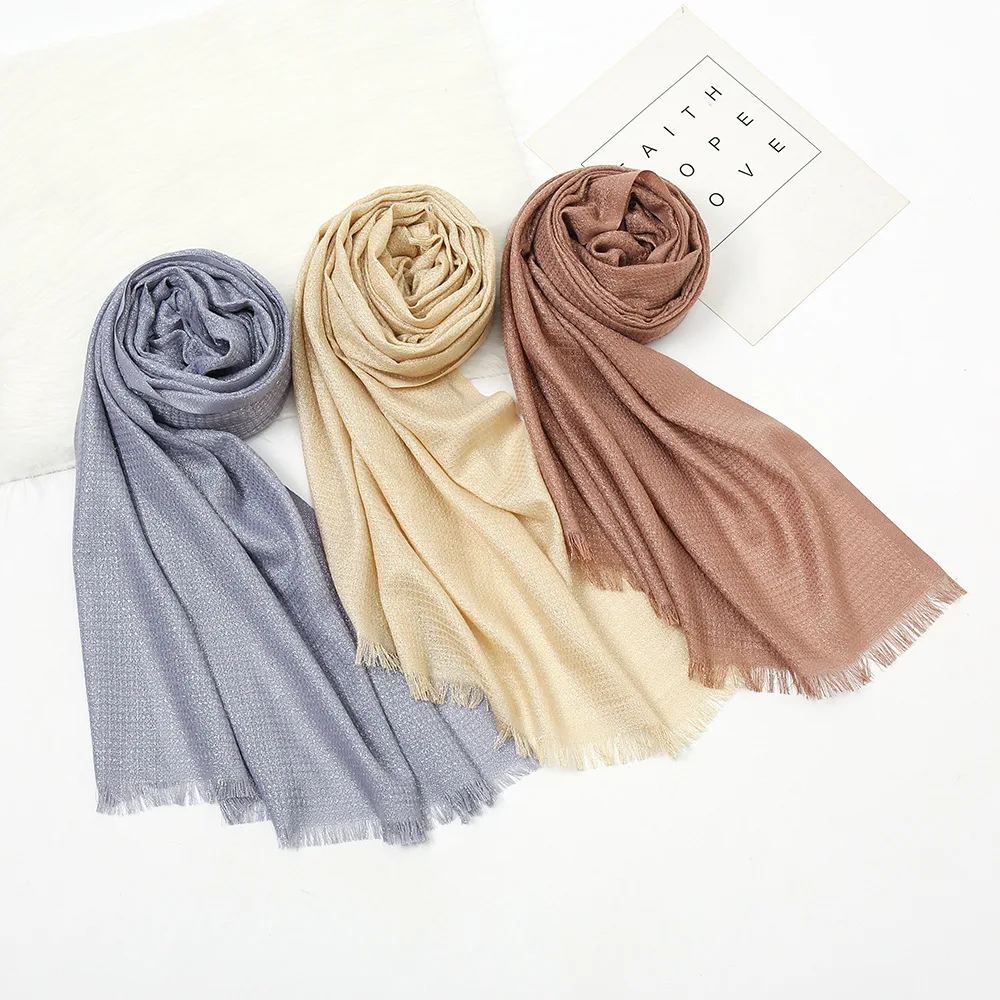 New Style Monochromatic Gold Thread Turban Scarf Women Autumn and Winter Fashion Cotton Wool Shawl Four Seasons Outdoor Scarf
New Style Monochromatic Gold Thread Turban Scarf Women Autumn and Winter Fashion Cotton Wool Shawl Four Seasons Outdoor Scarf