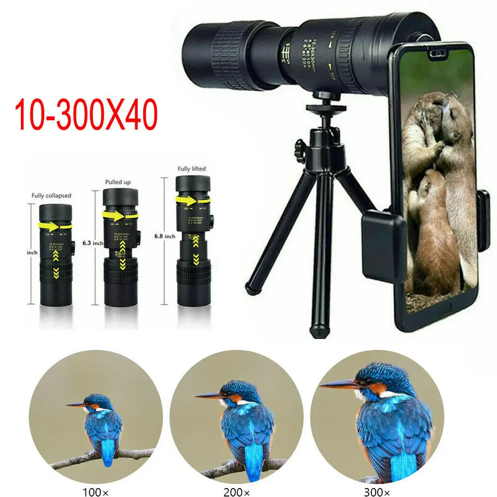 Портативный монокулярный телескоп HD 10-300x40 мм, со стеклом BAK4, выдвижной телескоп для охоты
Портативный монокулярный телескоп HD 10-300x40 мм, со стеклом BAK4, выдвижной телескоп для охоты